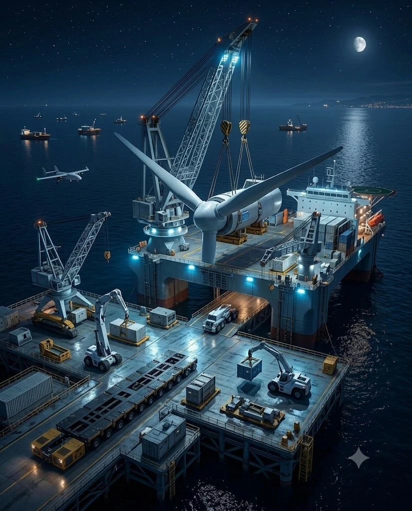 Port cranes handling heavy project cargo